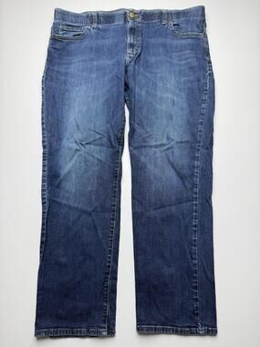 Lee Jeans Mens 40x32 Blue Med Wash Denim Straight Taper Regular Stretch Casual